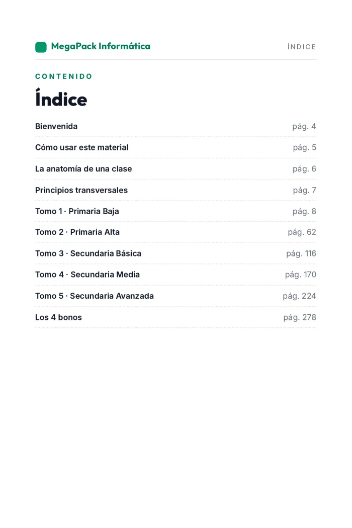 Indice real del MegaPack Informatica